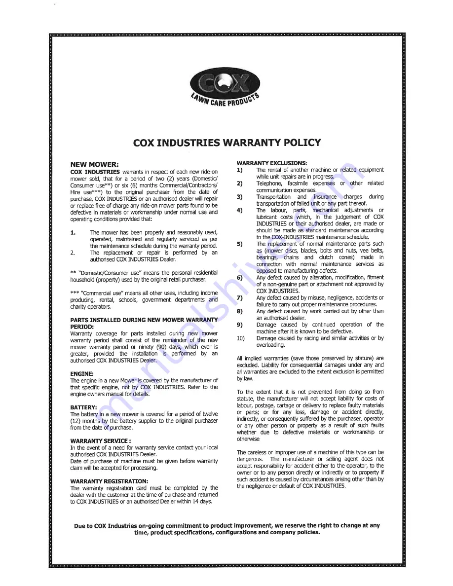 COX A12208G Manual Download Page 90