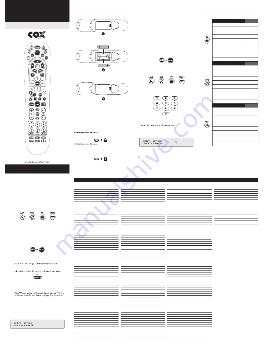 COX URC8820 User Manual Download Page 1