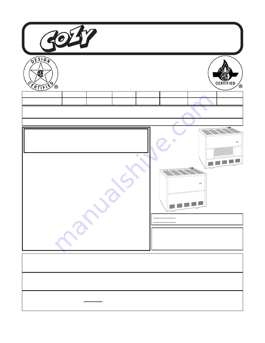 COZY VC201B-D Installation And Operating Instructions Manual Download Page 1