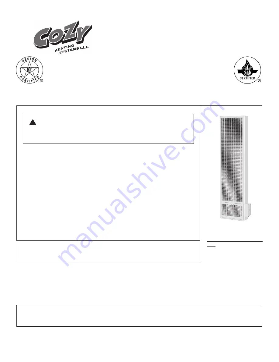 COZY W255GPPD Installation And Operating Instructions Manual Download Page 1