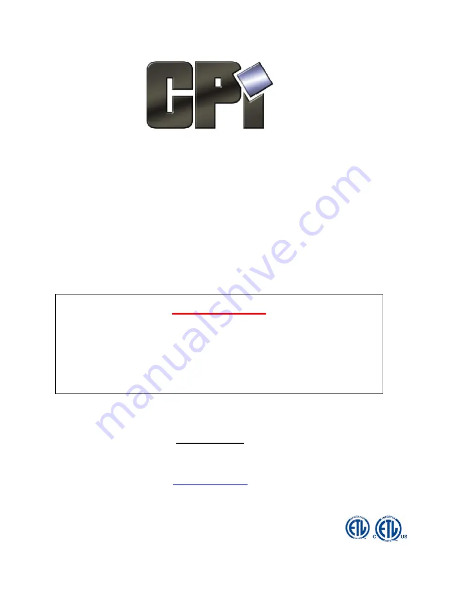 CPI CDM12K Operating Instructions Manual Download Page 1