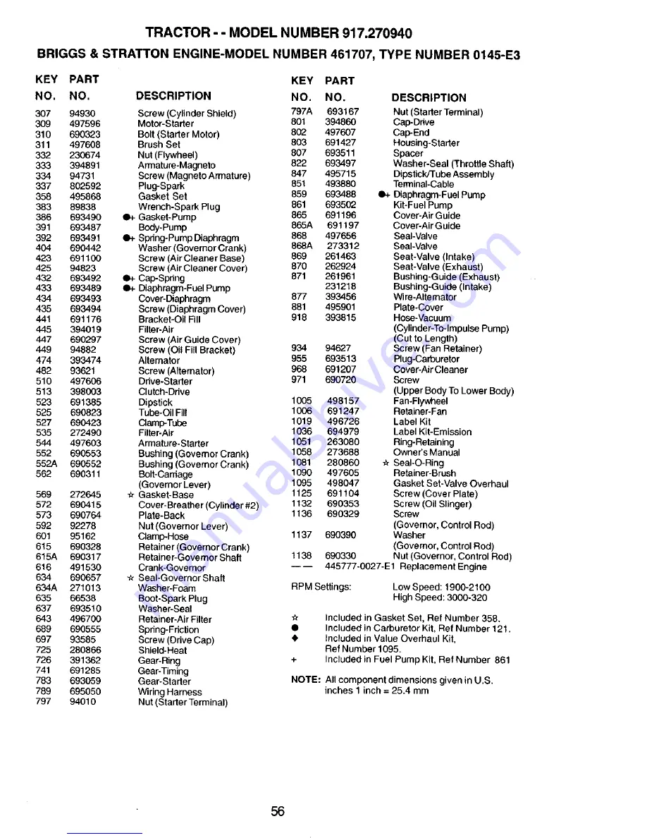 Crafstman 917.270940 Owner'S Manual Download Page 56