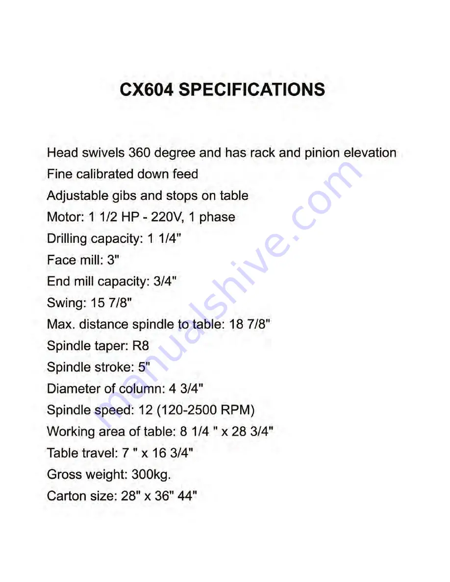 Craftex CX604 User Instruction Download Page 4