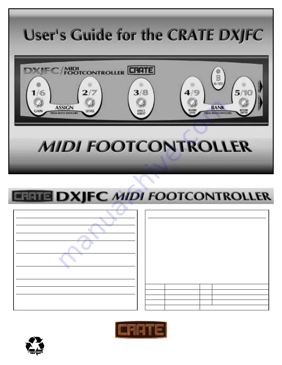 Crate DXJFC User Manual Download Page 1