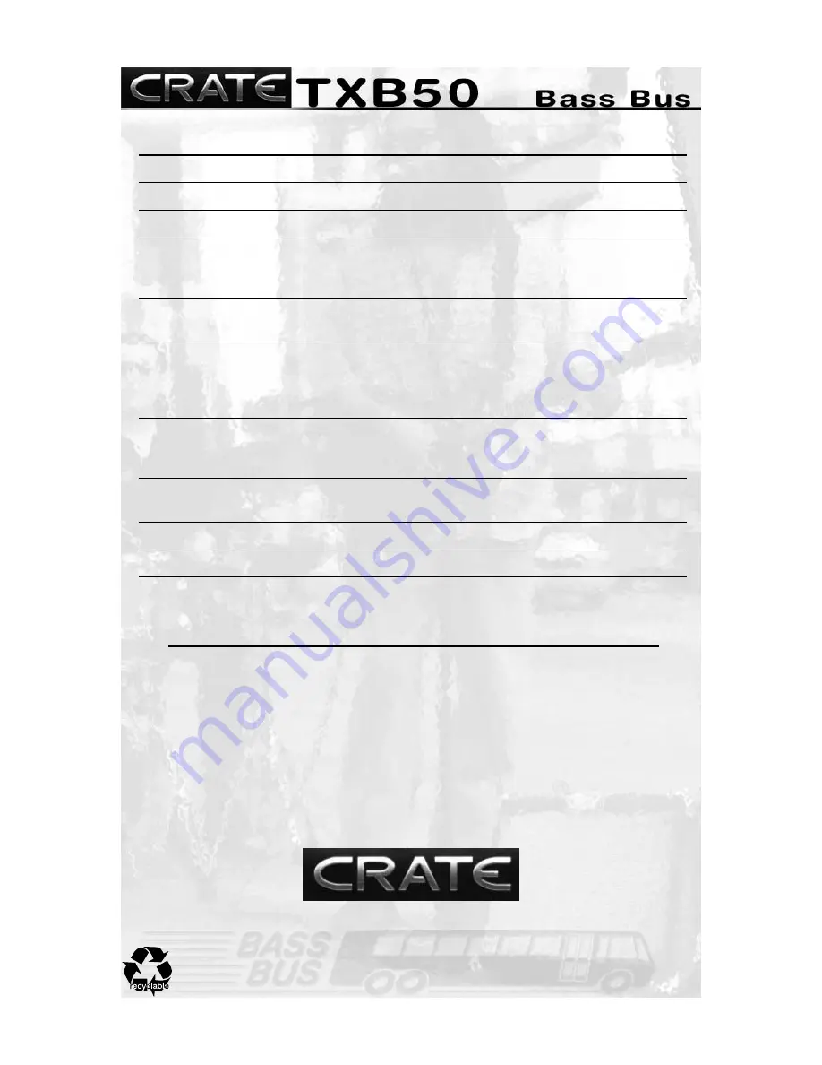 Crate TXB50 Driver Manual Download Page 12