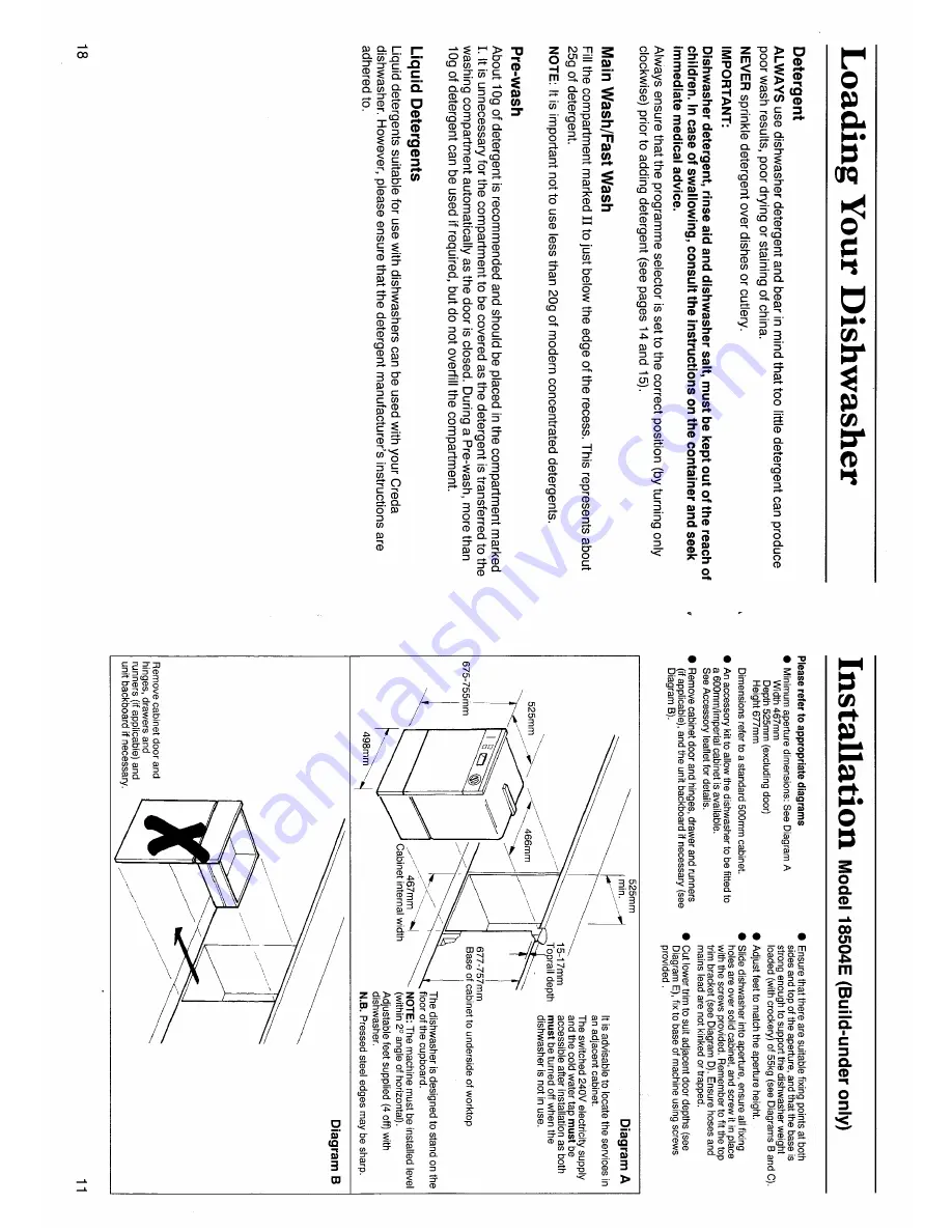 Creda Ecowash 18504E Installation And User Instructions Manual Download Page 11