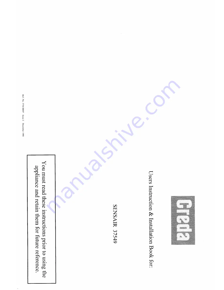 Creda HB37549 Instruction And Installation Book Download Page 1