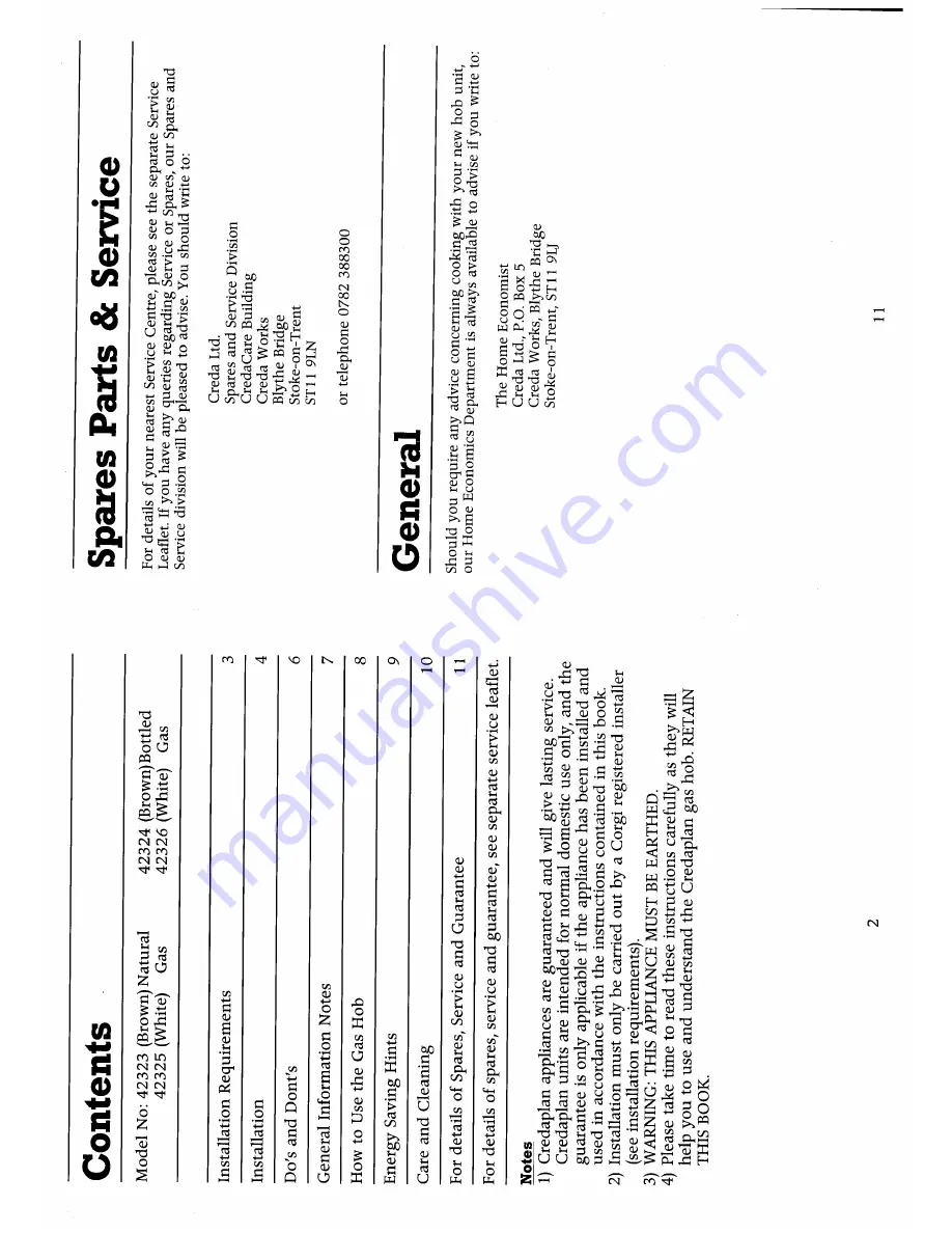 Creda HB42326 Installation Instructions And Users Operating Manual Download Page 2