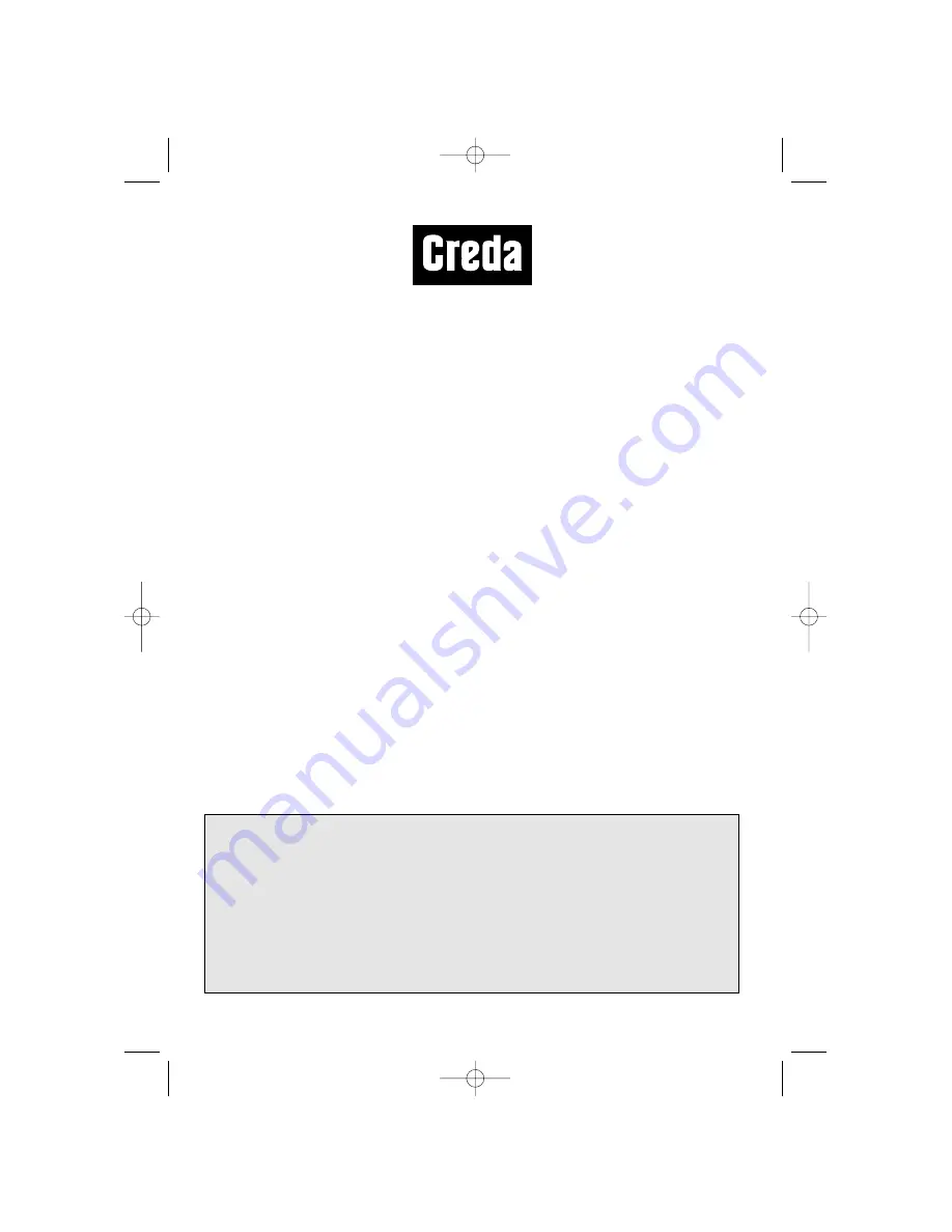 Creda HBW810 Instructions For Installation And Use Manual Download Page 1