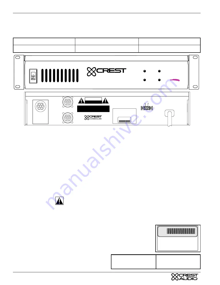 Crest Audio CENTURY LM Manual Download Page 8