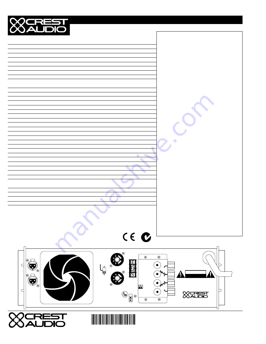 Crest Audio PRO SERIES 9001 Скачать руководство пользователя страница 2