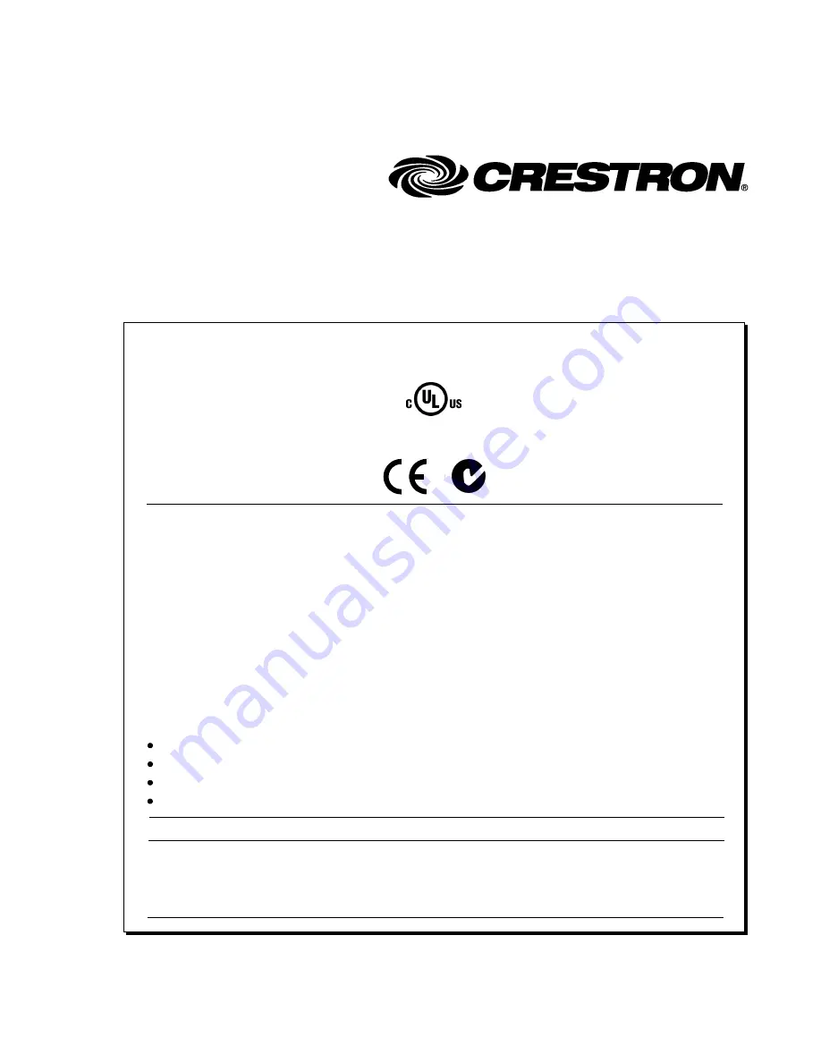 Crestron DIN-1DIMU4 Operations & Installation Manual Download Page 2