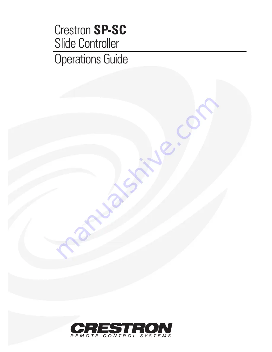 Crestron SP-SC Operation Manual Download Page 1