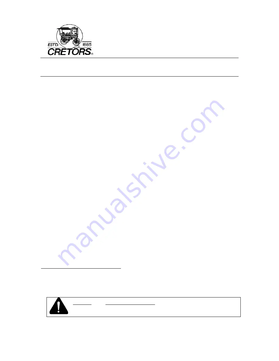 Cretors EG20 Service Manual Download Page 1