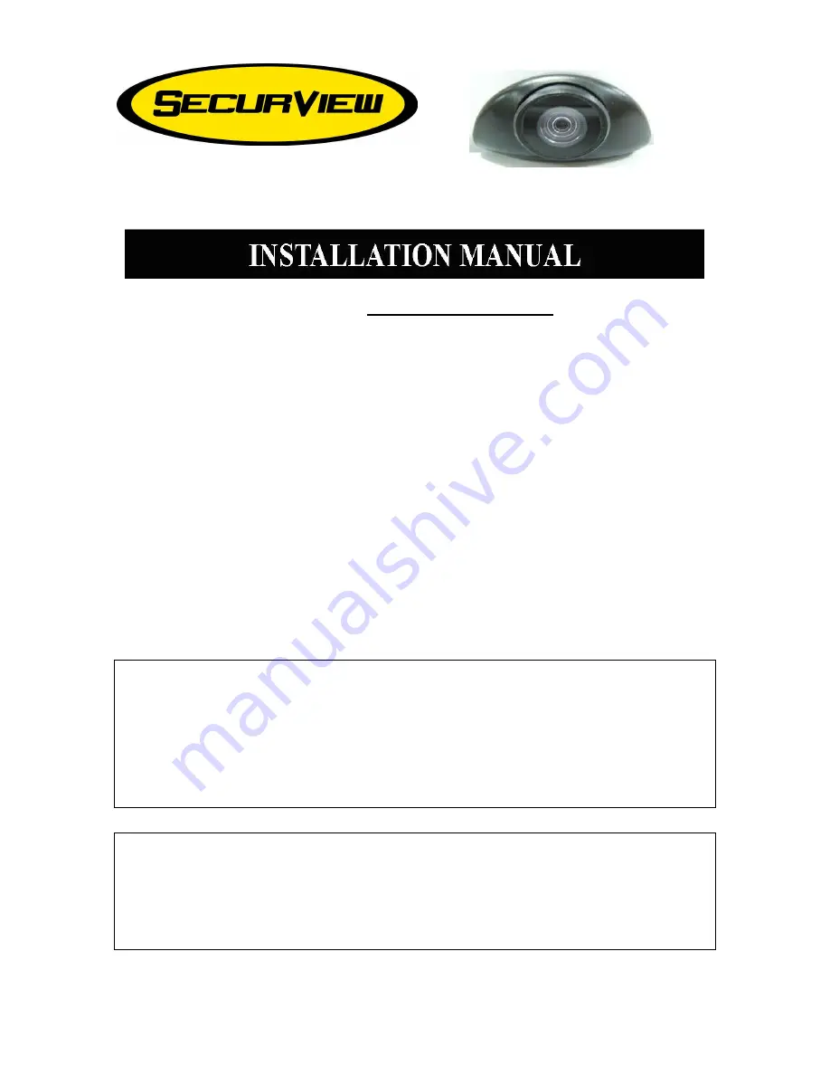 CrimeStopper SecurView SV-6400 Installation Manual Download Page 1