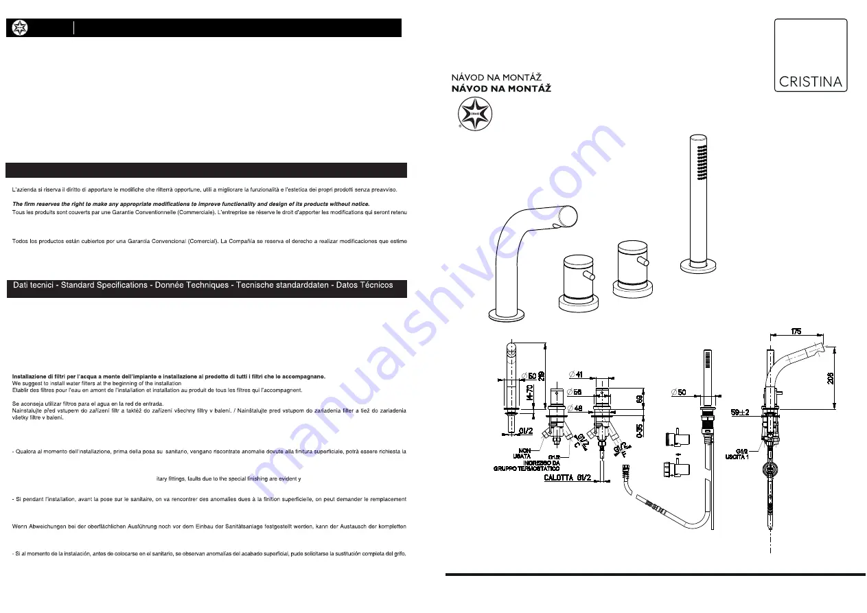 CRISTINA SX125 Installation Instructions Download Page 1