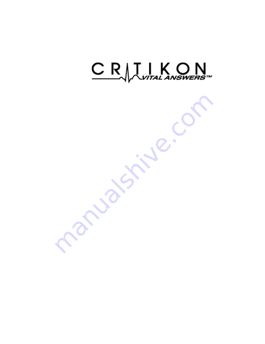 Critikon DINAMAP 8100 Operation Manual Download Page 1