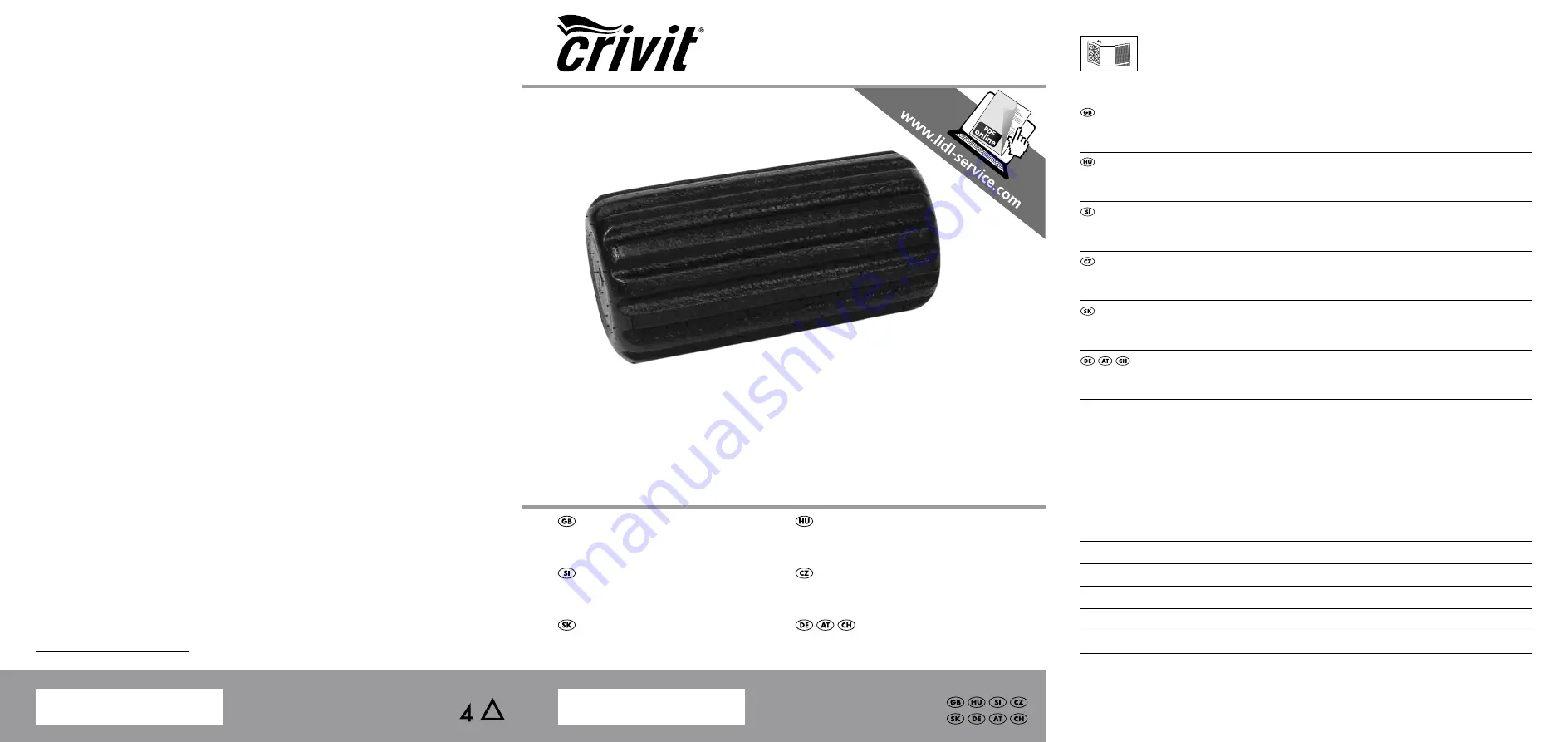 Crivit 273795 Instructions For Use Manual Download Page 1