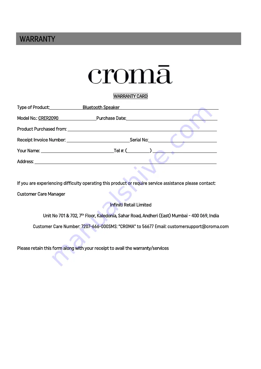 croma BT-022 User Manual Download Page 8