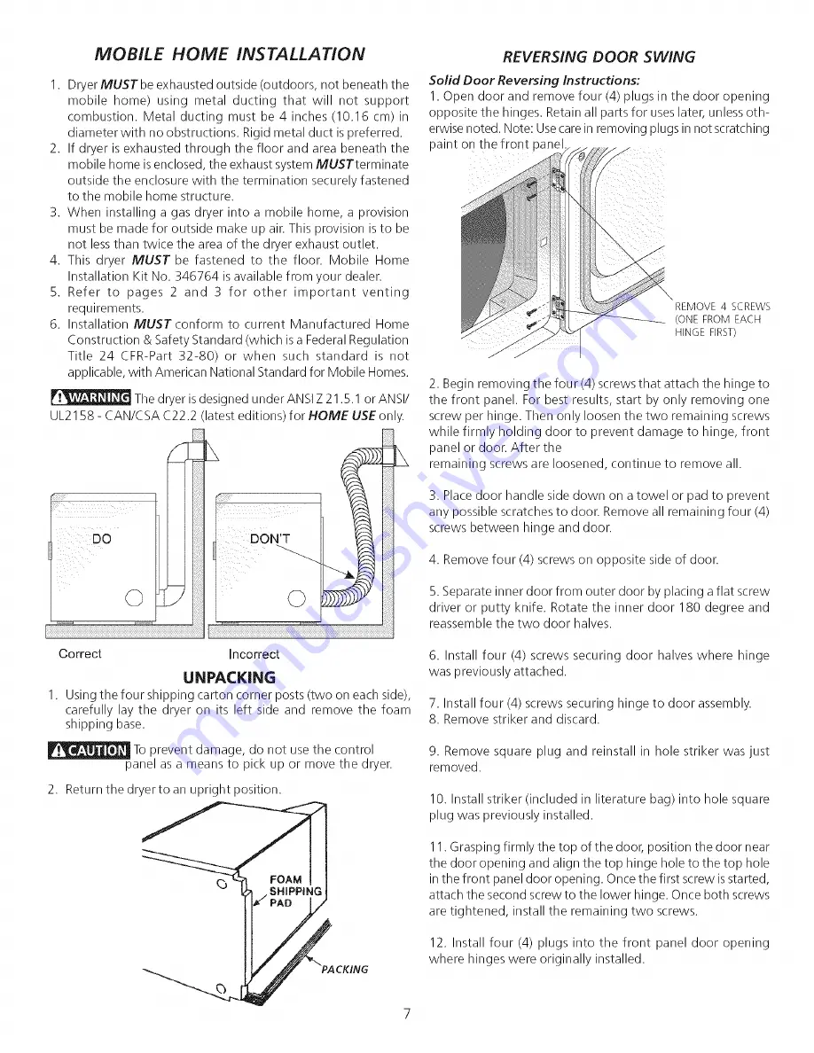 Crosley BEQ1442CES1 Installation Instructions Manual Download Page 7