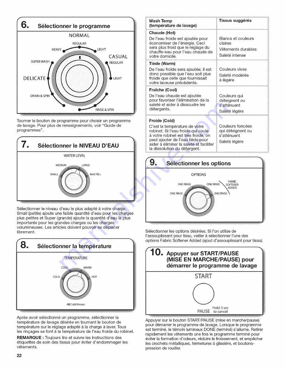 Crosley CAW9244DW0 Use And Care Manual Download Page 22