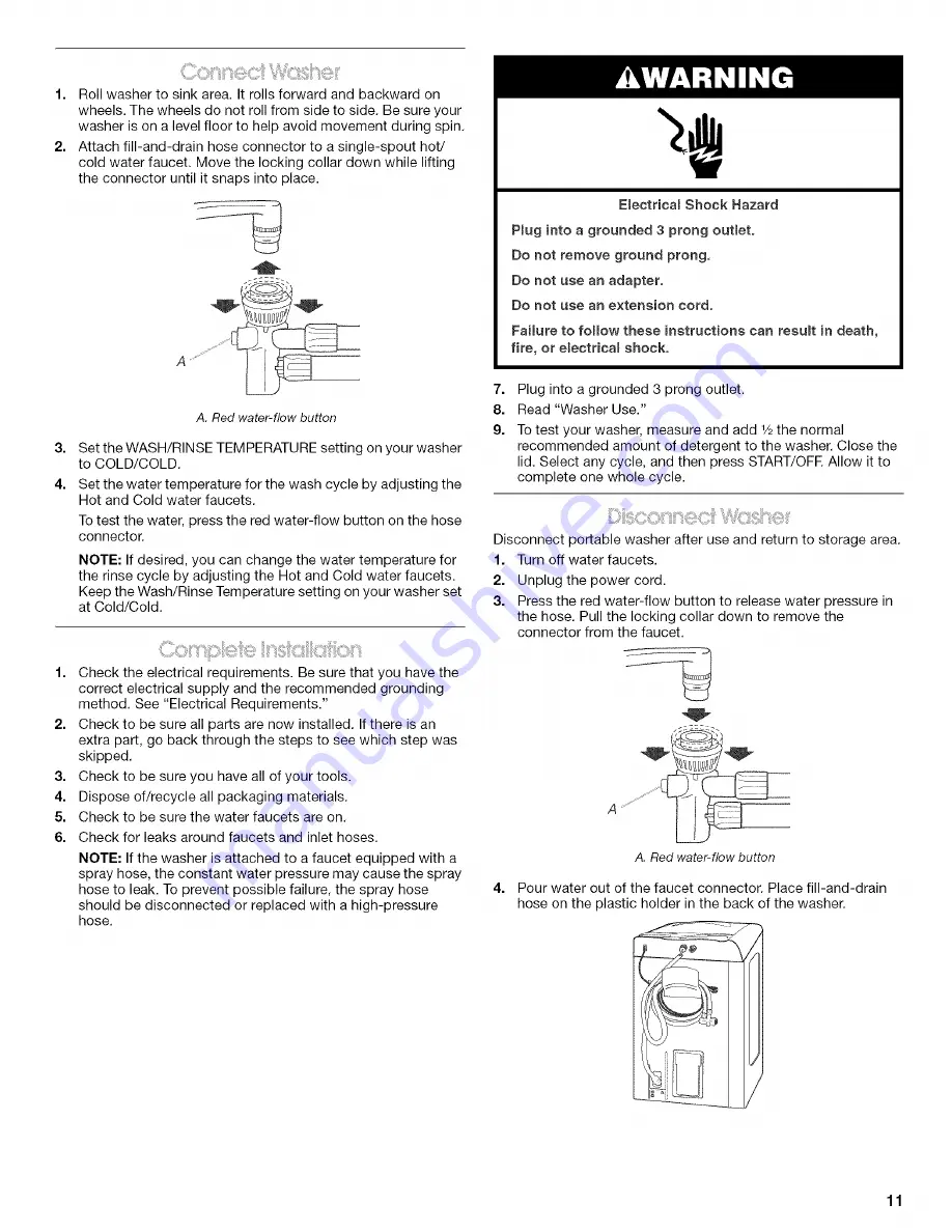 Crosley CAWC529PQ Use & Care Manual Download Page 11