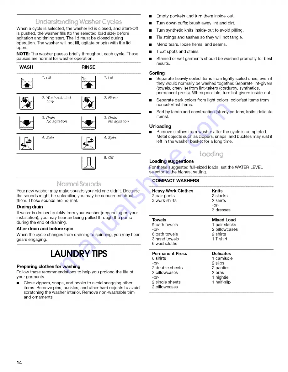 Crosley CAWC529PQ Use & Care Manual Download Page 14