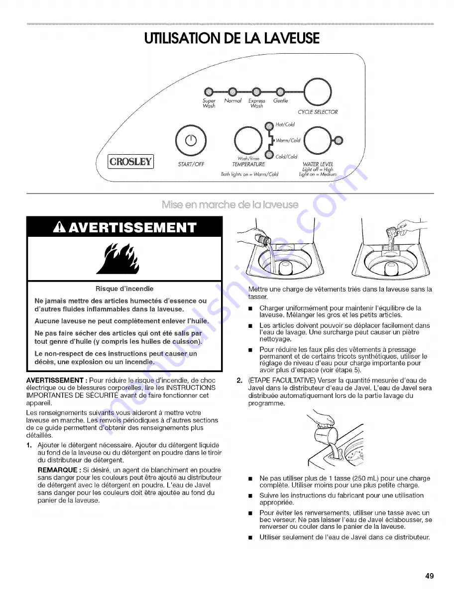 Crosley CAWC529PQ Use & Care Manual Download Page 49