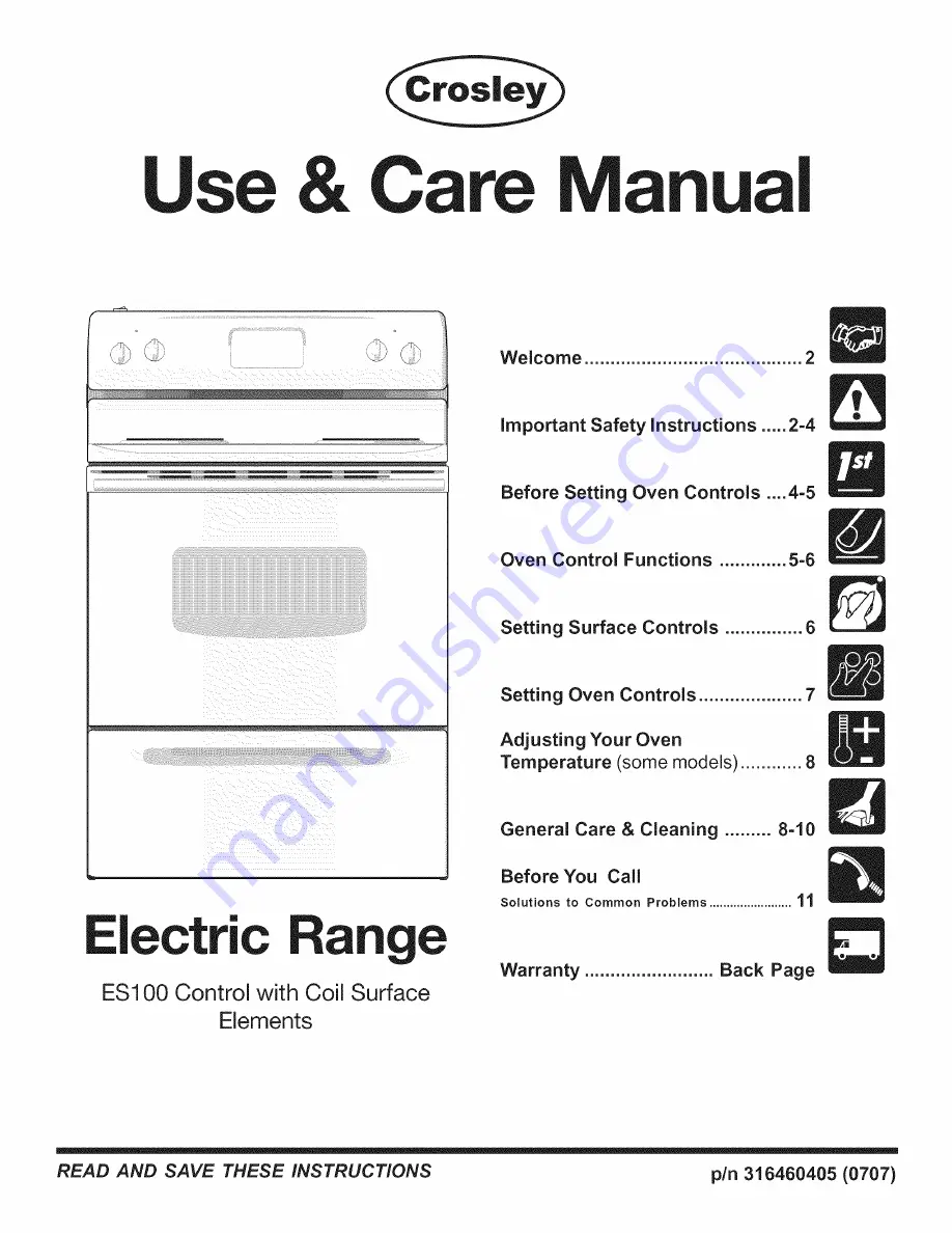 Crosley CCRE312GWWB Use & Care Manual Download Page 1