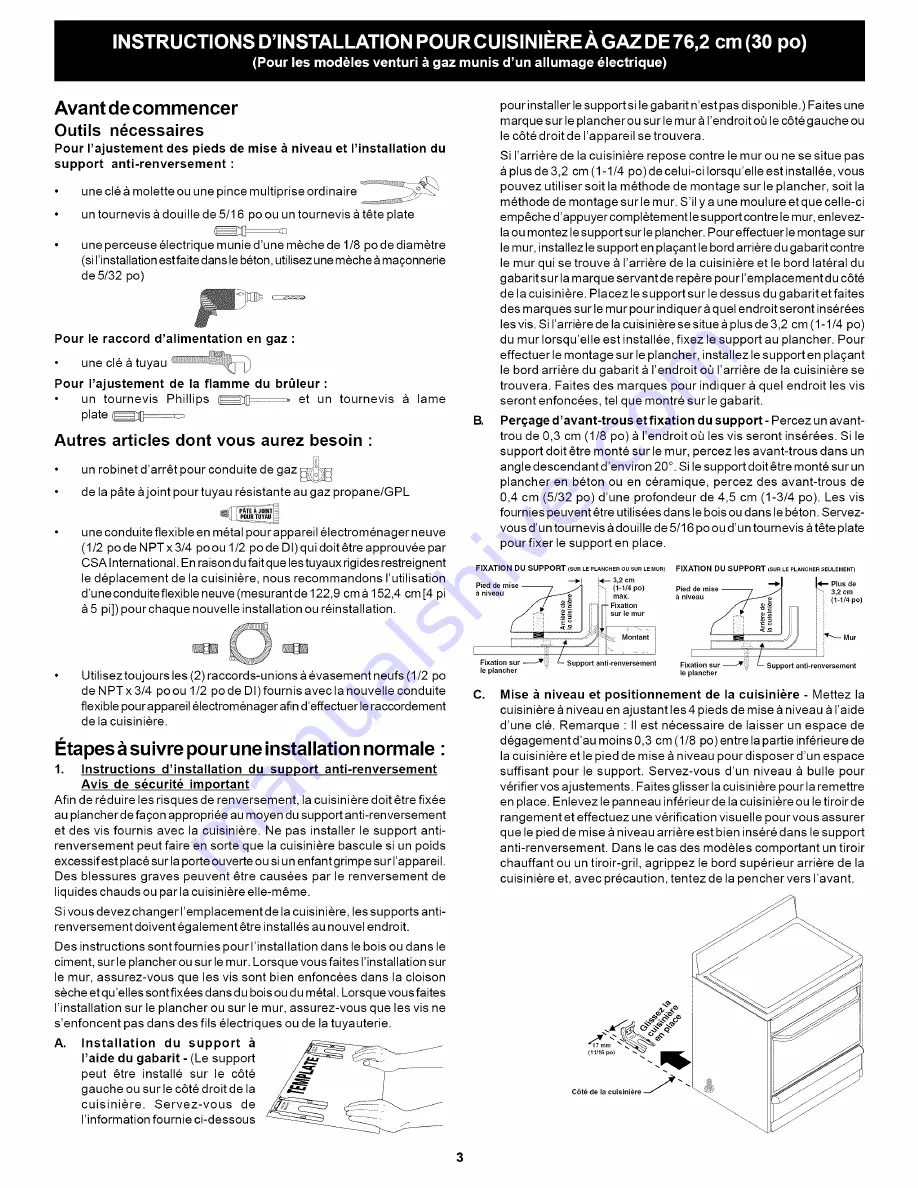 Crosley CFGF316DSE Installation Instructions Manual Download Page 9