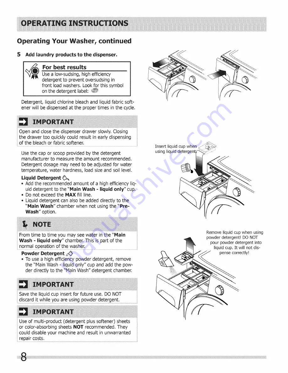 Crosley CFW7700LR0 Use & Care Manual Download Page 8