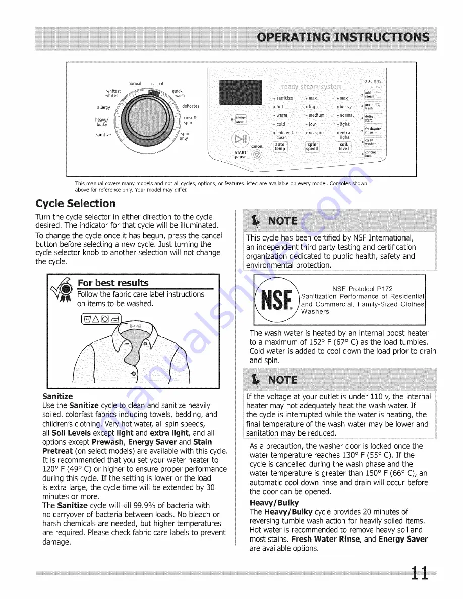 Crosley CFW7700LR0 Use & Care Manual Download Page 11