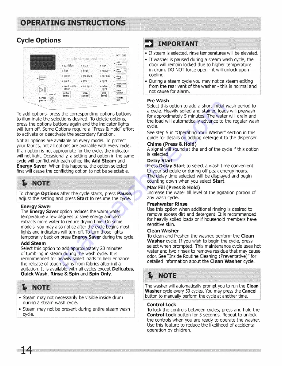 Crosley CFW7700LR0 Use & Care Manual Download Page 14