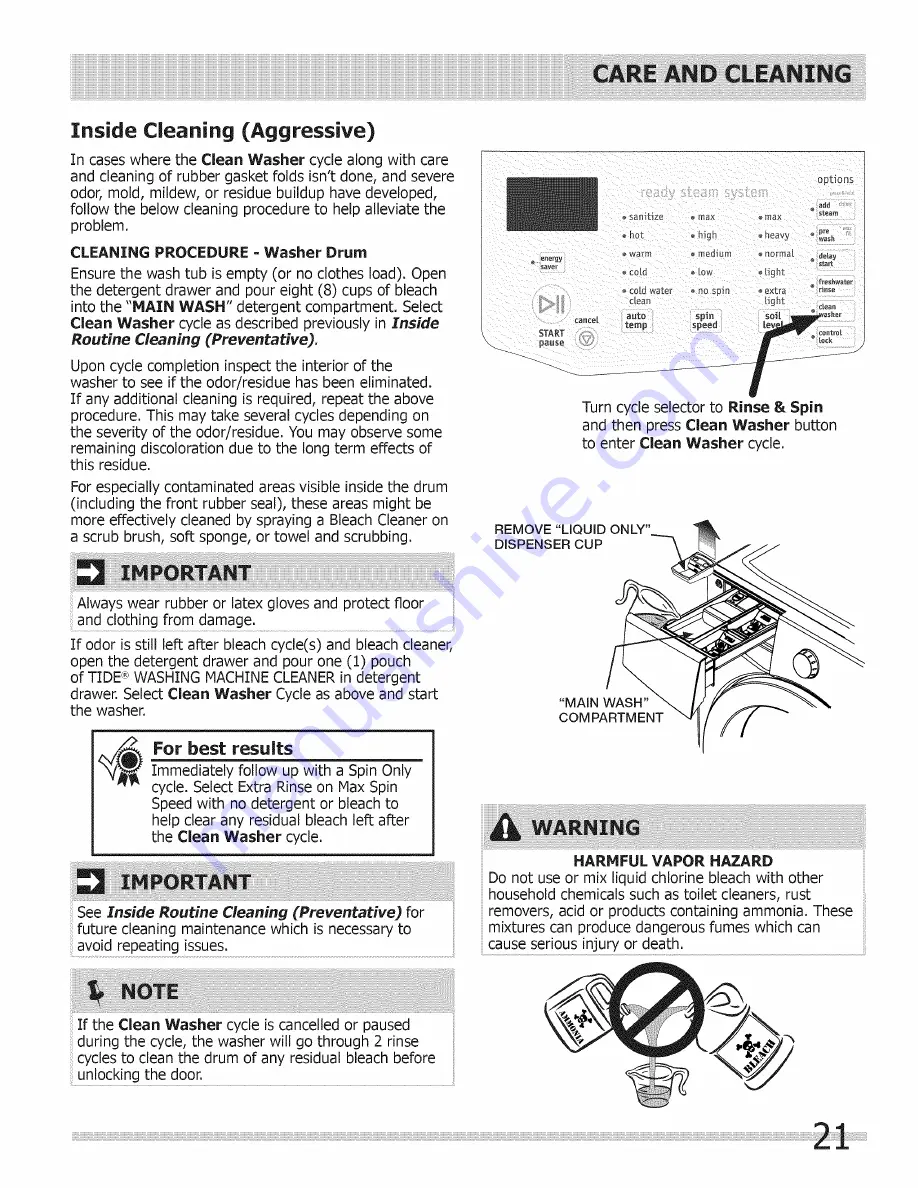 Crosley CFW7700LR0 Use & Care Manual Download Page 21