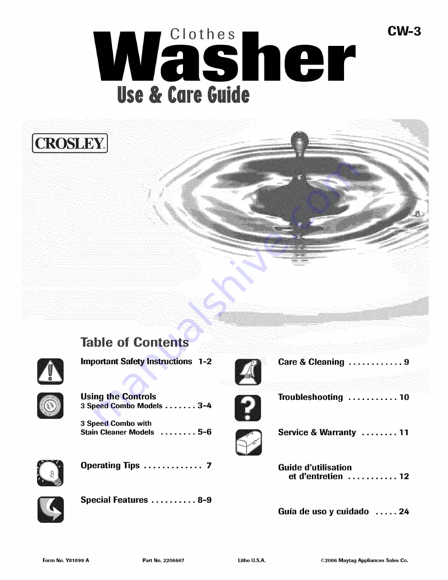 Crosley CW5500W Use & Care Manual Download Page 1