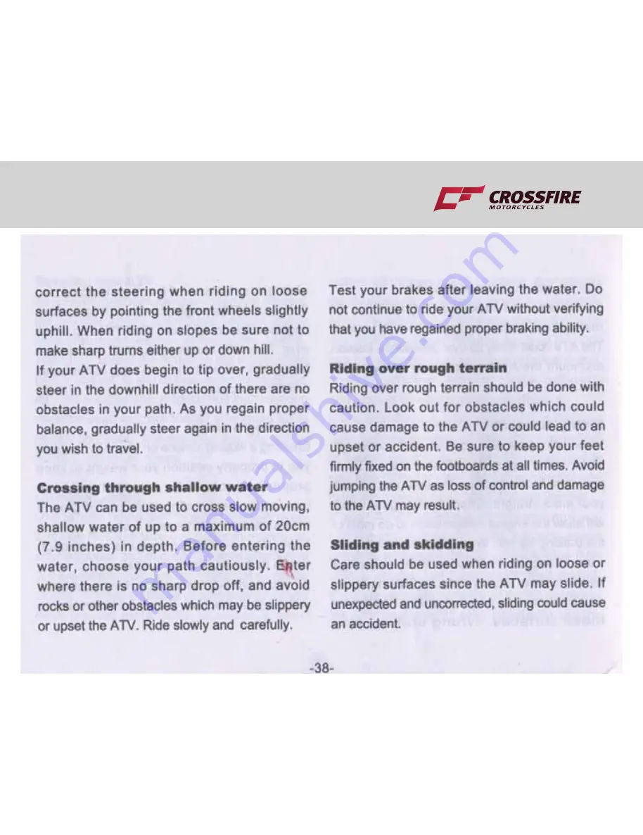 Crossfire ATV 110 User Manual Download Page 40