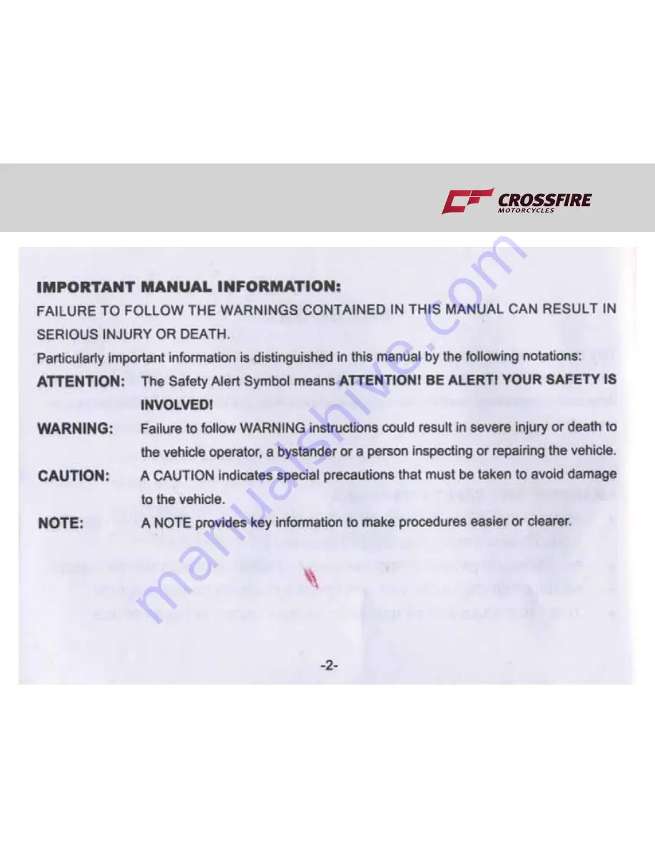 Crossfire Tonka 125 User Manual Download Page 4