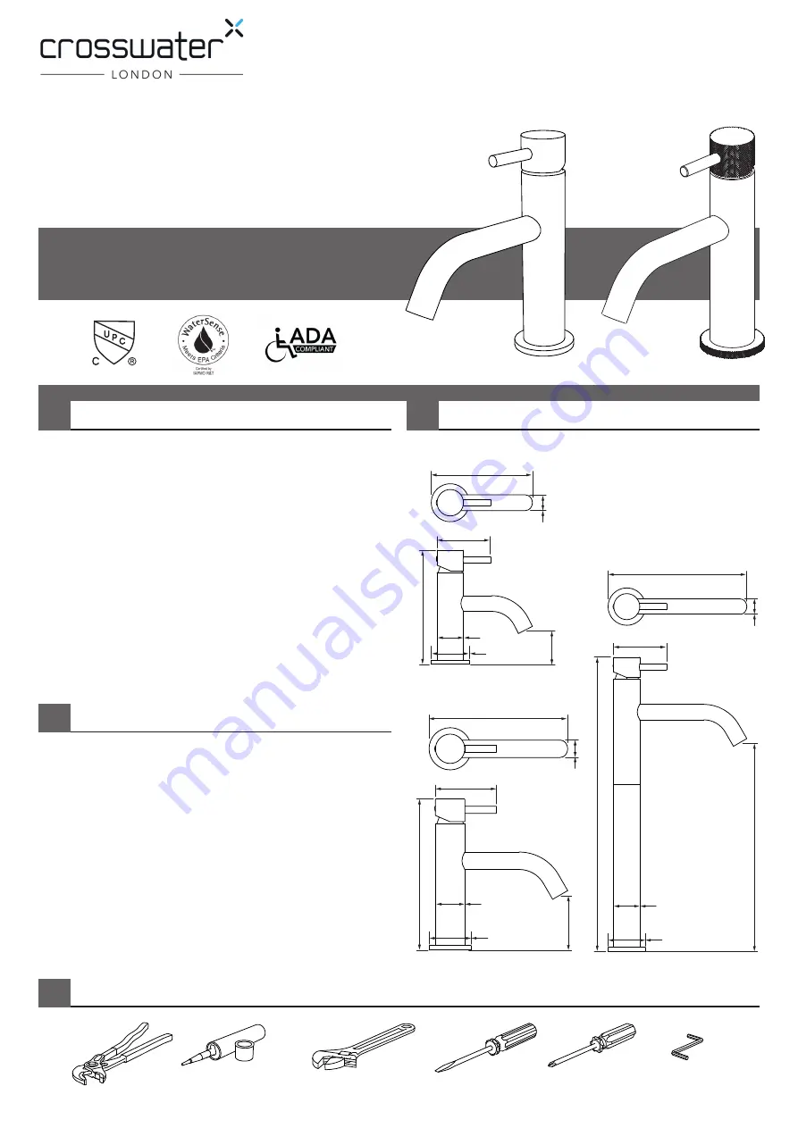 Crosswater MPRO US-PRO110 Installation Instructions Download Page 1