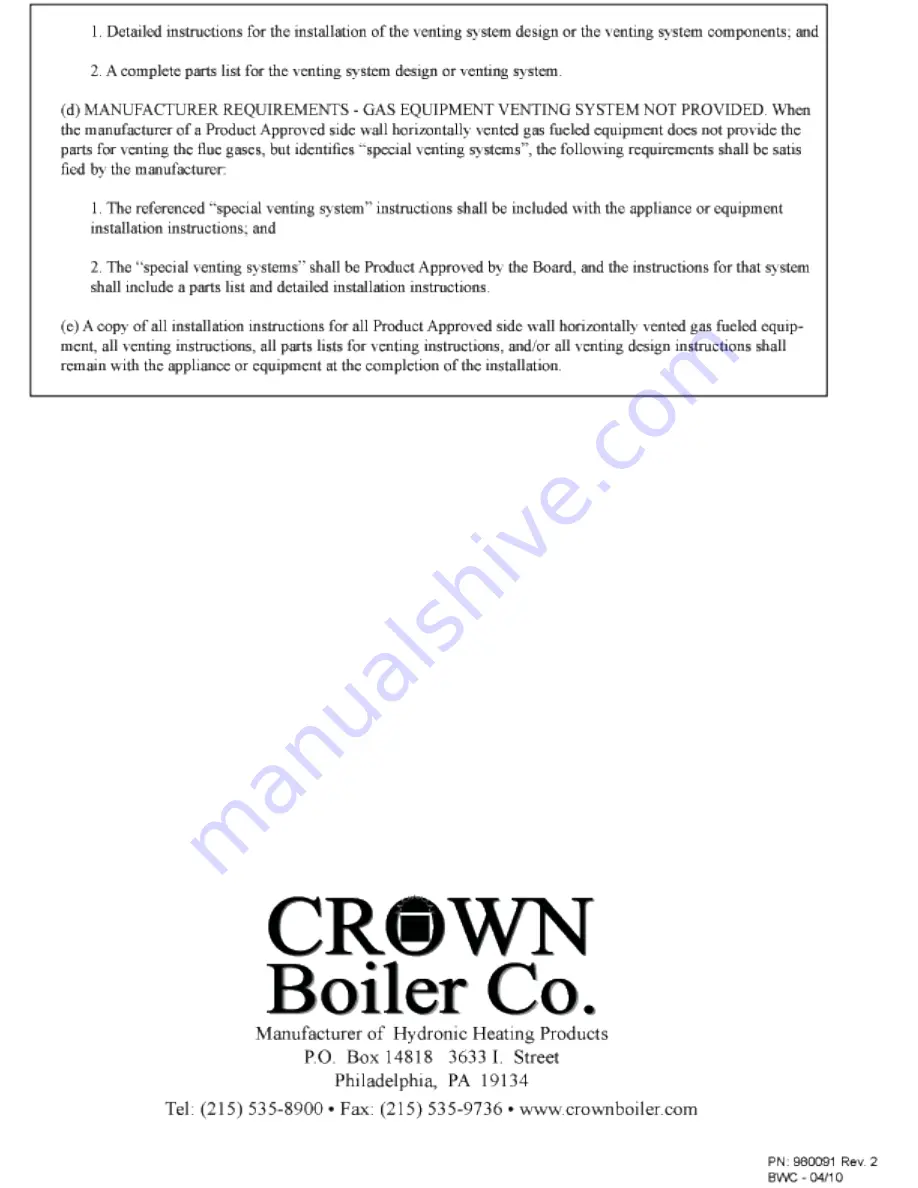 Crown Boiler BWC300 Скачать руководство пользователя страница 97