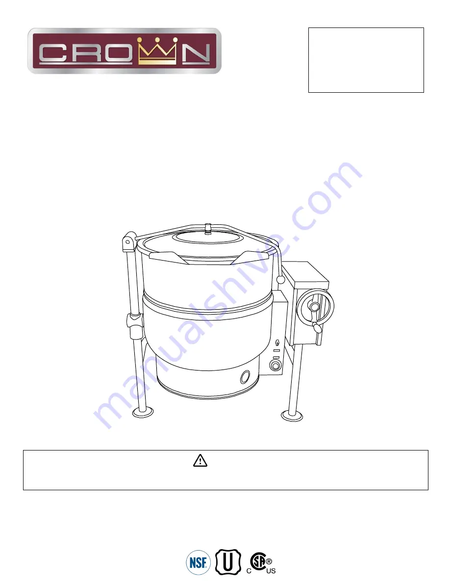 Crown Food Service Equipment ELT-100 Скачать руководство пользователя страница 1