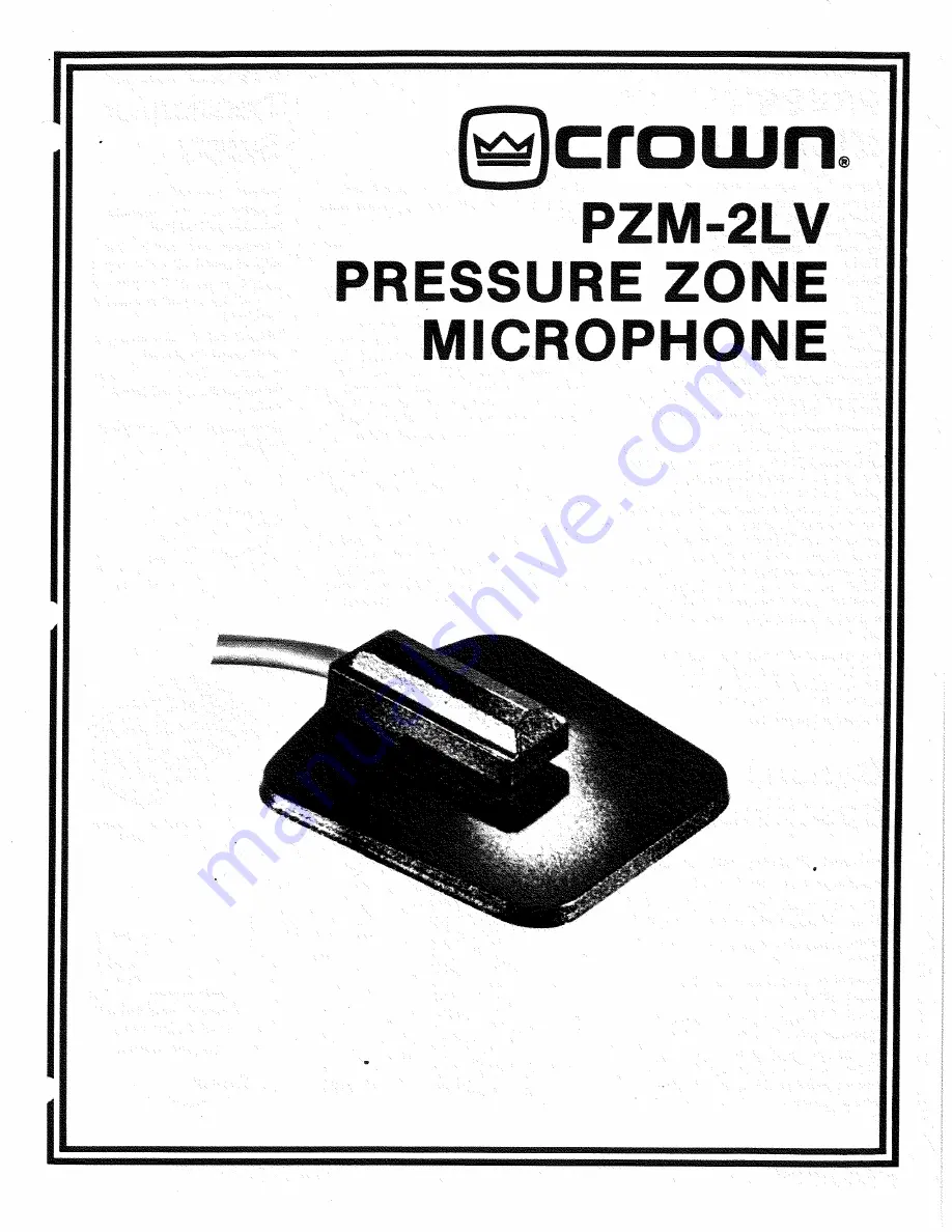 Crown PZM-2LV Specifications Download Page 1