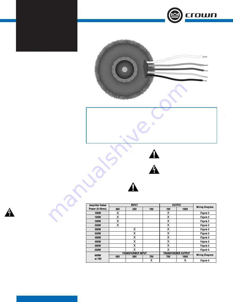 Crown T-170V Installation Manual Download Page 1