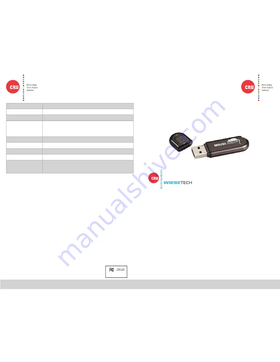 CRU Mouse Jiggler MJ-1 Quick Start Manual Download Page 1