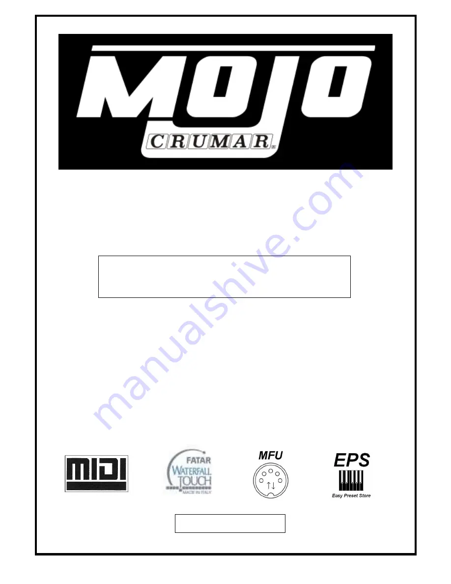 Crumar MOJO User Manual Download Page 1