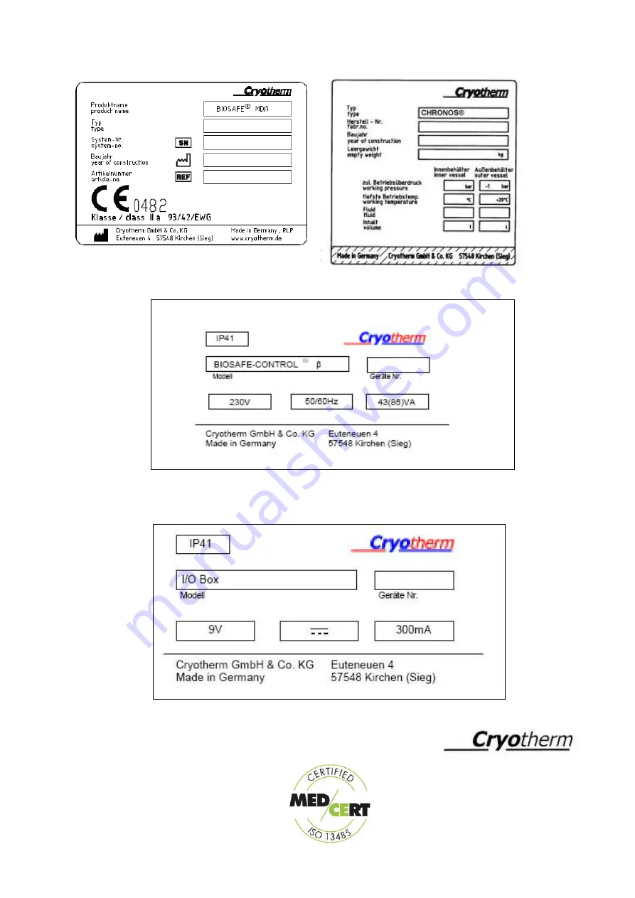 Cryotherm BIOSAFE 120 Скачать руководство пользователя страница 65