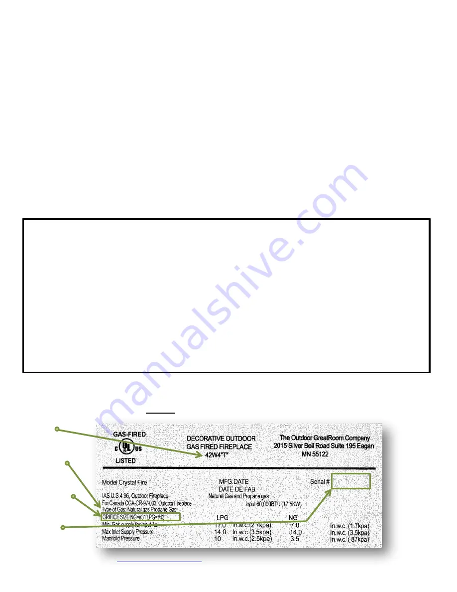 Crystal Fire CF-1224-LP (NG) User Manual Download Page 2