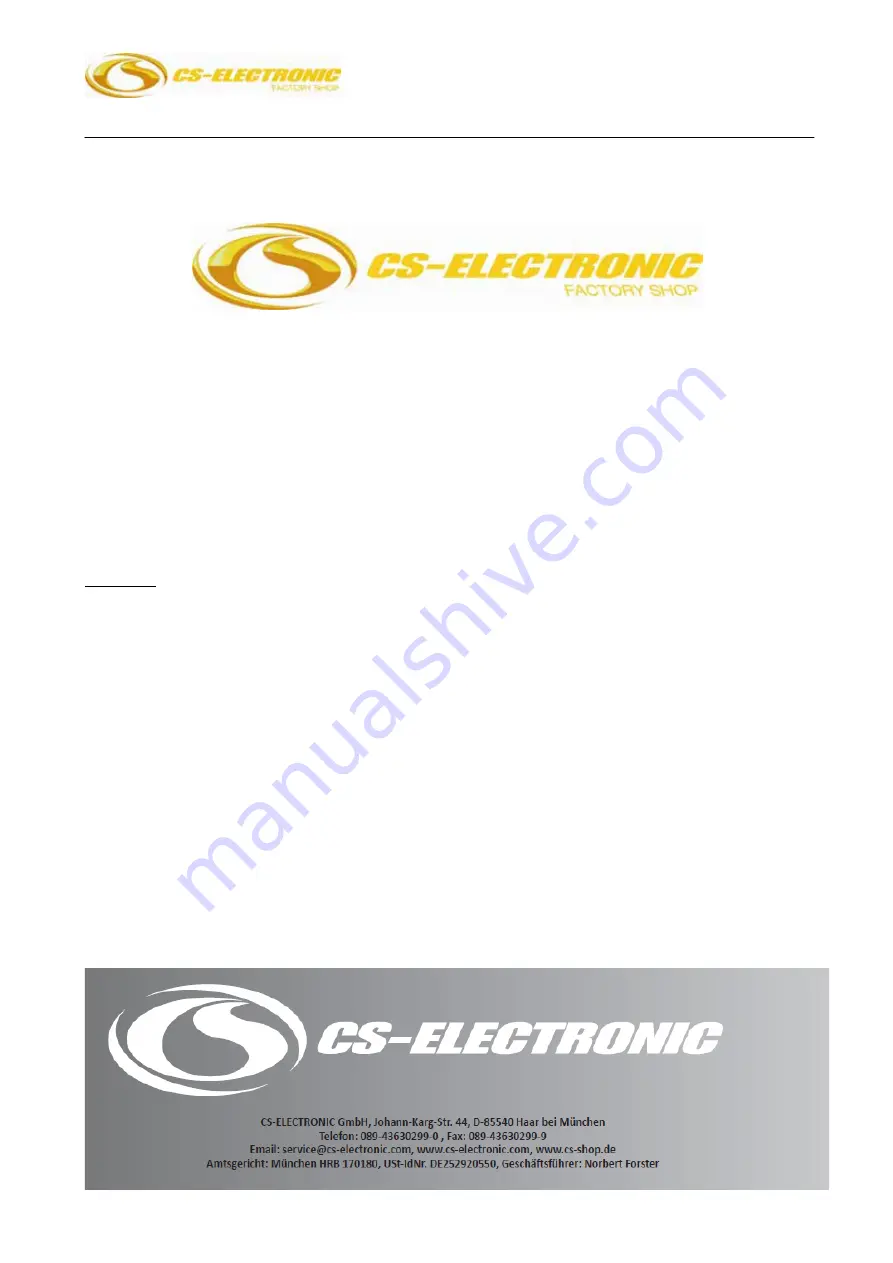 CS-Electronic C140560 Instruction Manual Download Page 14