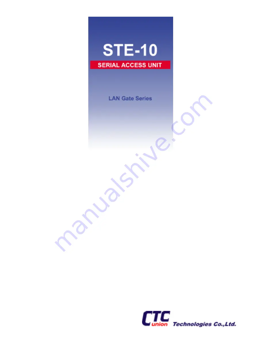 CTC Union STE-10 Operation Manual Download Page 1