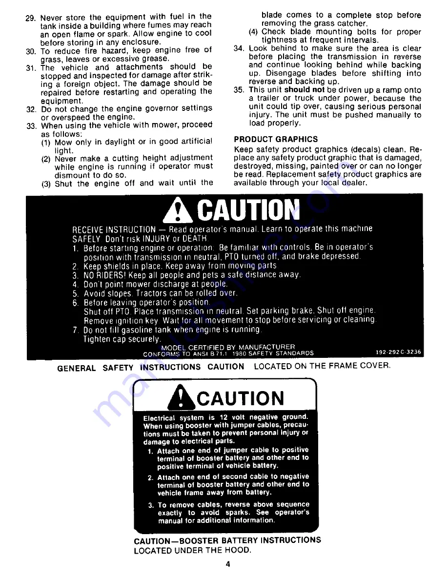 Cub Cadet 1105 (292) Owner'S Manual Download Page 4