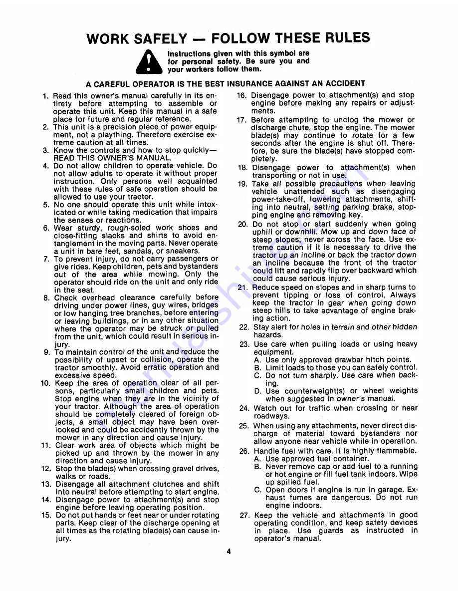 Cub Cadet 1512 Owner'S Manual Download Page 4